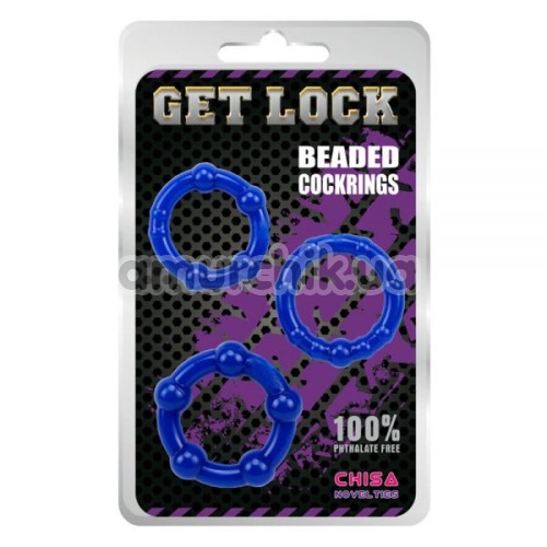 Набор из 3 эрекционных колец Get Lock Beaded Cockrings, синий