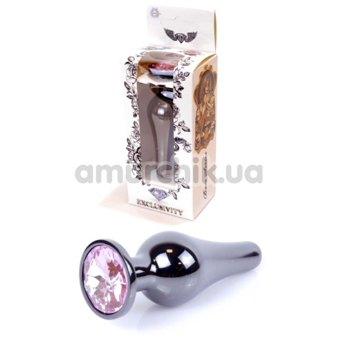 Анальная пробка с розовым кристаллом Boss Series Exclusivity Jewellery Dark Silver Plug, серебряная