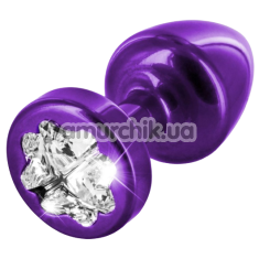Анальная пробка с прозрачным кристаллом SWAROVSKI Anni R Clover T2, фиолетовая - Фото №1
