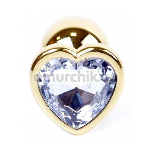Анальная пробка с прозрачным кристаллом Exclusivity Jewellery Gold Heart Plug, золотая