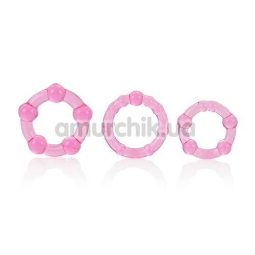 Набор эрекционных колец Silicone Island Rings розовый, 3 шт - Фото №1