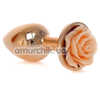 Анальная пробка с оранжевой розочкой Exclusivity Jewellery Red Gold Rose Plug, золотая - Фото №1