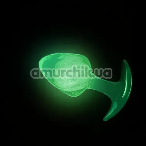 Анальная пробка Univibe Glow-In-Dark Ribbed S, фиолетовая