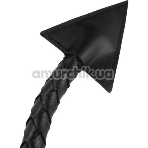Анальная пробка с черным хвостом-плетью Metal Anal Plug With Whip Diablo Tail, серебряная