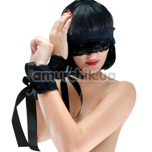 Бондажный набор Art of Sex Blindfold and Handcuffs Aria, черный - Фото №1