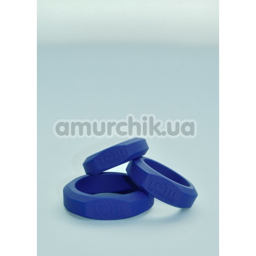 Набор из 3 эрекционных колец Tom of Finland 3 Piece Silicone Cock Ring Set, синий