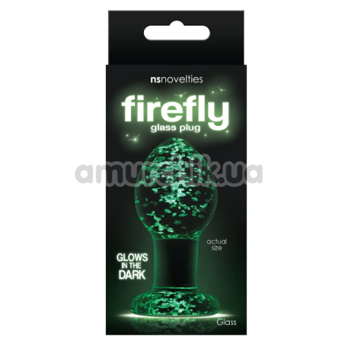 Анальная пробка Firefly Glass Plug Medium, светящаяся в темноте