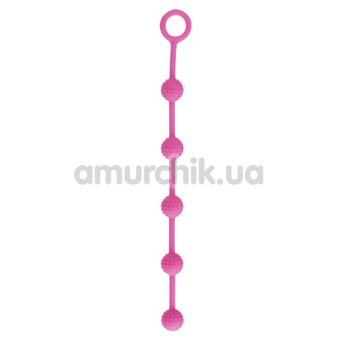 Анальний ланцюжок Delight Throb з пухирцями, 25 см, рожевий - Фото №1