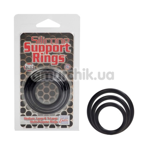 Набор эрекционных колец Silicone Support Rings, черный