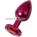 Анальная пробка с красным кристаллом Toyfa Metal 717007-99, розовая - Фото №1