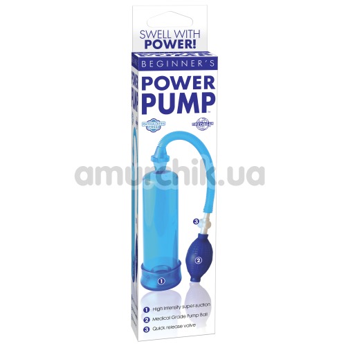Помпа для увеличения пениса Beginners Power Pump голубая