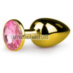 Анальная пробка с розовым кристаллом Loveshop Seamless Butt Plug L, золотая - Фото №1