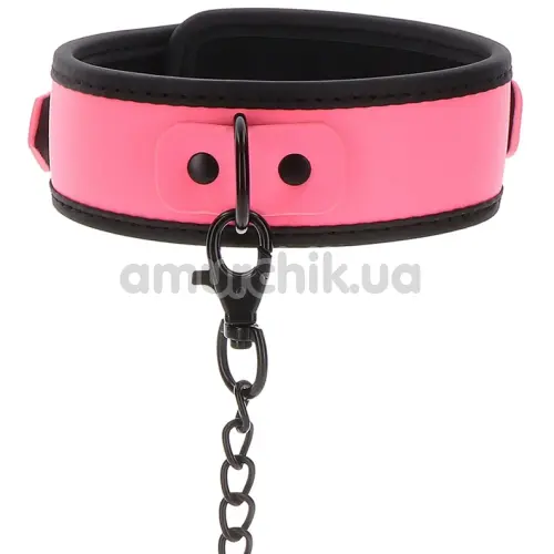 Ошейник с поводком Taboom Collar and Chain Leash - светится в темноте, розовый