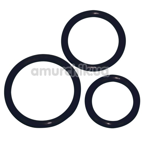 Набор из 3 эрекционных колец Cock Ring Set, черный - Фото №1