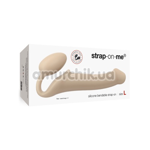 Безременевий страпон Strap-On-Me Silicone Bendable Strap-On L, тілесний