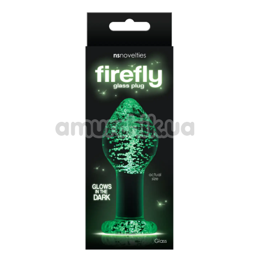 Анальная пробка Firefly Glass Plug Large, светящаяся в темноте