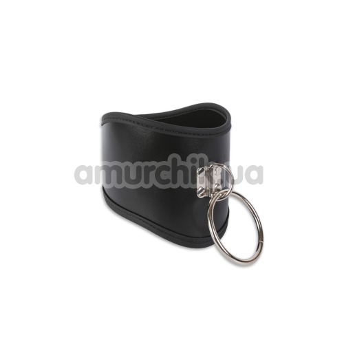 Широкий ошейник с кольцом для поводка, черный - Фото №1