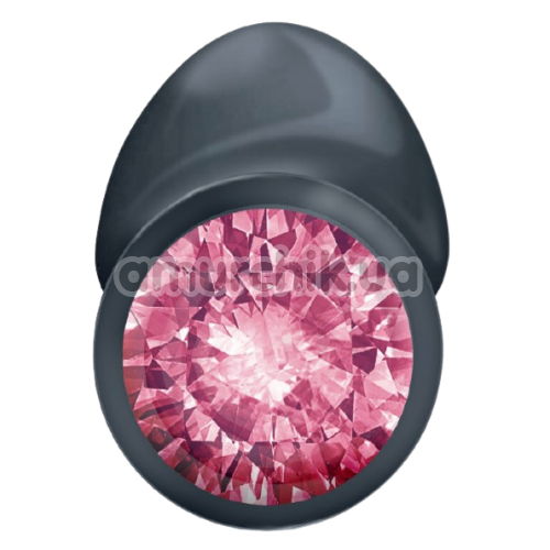 Анальна пробка з рожевим кристалом Dorcel Geisha Plug M, чорна