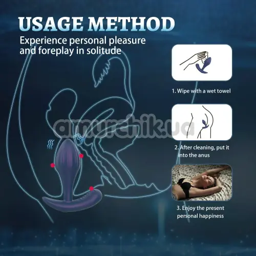 Анальная пробка с вибрацией Odeco Every Night Toys Miah, фиолетовая