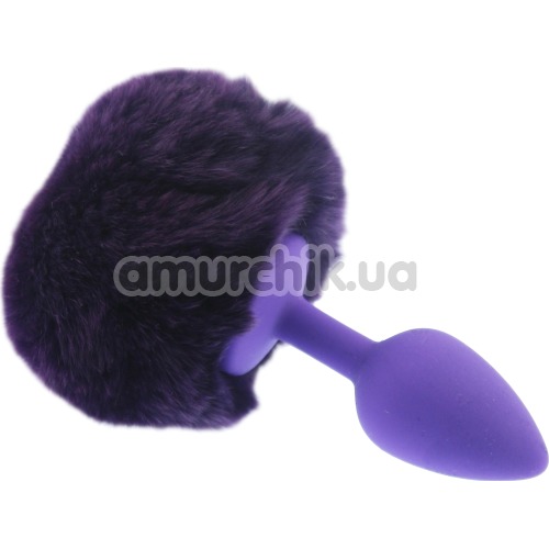 Анальна пробка з фіолетовим хвостиком Honey Bunny Tail, фіолетова