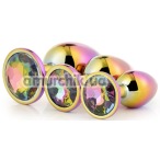 Набор из 3 анальных пробок с радужным кристаллом Gleaming Love Multicolour Plug Set, радужный - Фото №1