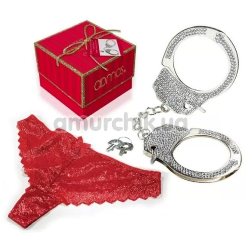 Комплект Admas The Sexy Stories красный: трусики-стринги + наручники