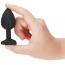 Анальная пробка с сиреневым кристаллом Silicone Jewelled Butt Plug Heart Small, черная - Фото №9