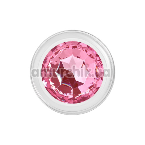 Анальная пробка с розовым кристаллом Adam & Eve Pink Gem Glass Plug Small, прозрачная