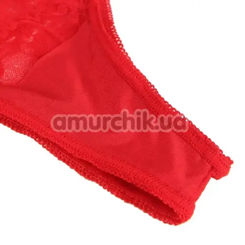 Комплект Star Night Lace Lingerie With Long Gloves, красный: бюстгальтер + трусики + перчатки