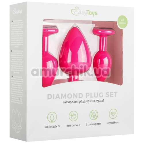 Набор анальных пробок с прозрачными кристаллами Luxe Bling Plugs Trainer Kit, розовый