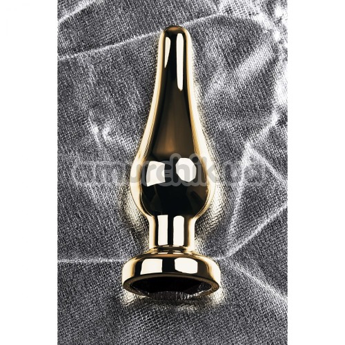 Анальная пробка с черным кристаллом Toyfa Metal 717050-5, золотая