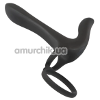 Насадка на пенис с эрекционным кольцом и вибрацией Black Velvets Couple's Vibrator, черная - Фото №1