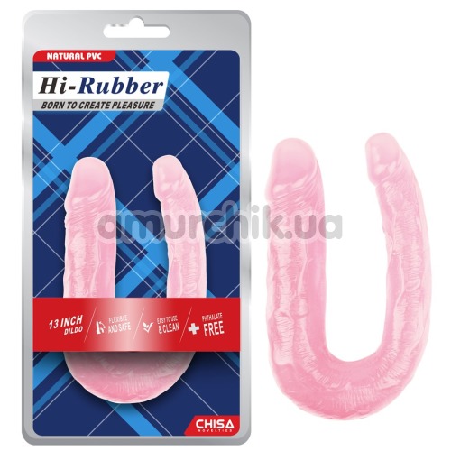 Двухконечный фаллоимитатор Hi-Rubber Born To Create Pleasure 13, розовый