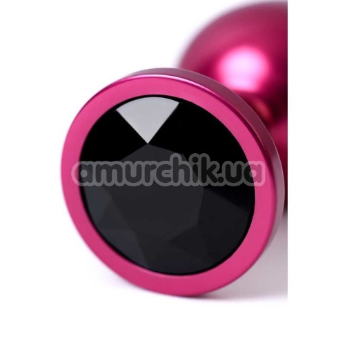 Анальная пробка с черным кристаллом Toyfa Metal 717008-99, розовая