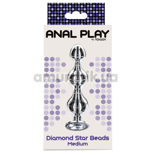 Анальный стимулятор Anal Play Diamond Star Beads Medium, серебряный