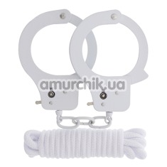 Бондажный набор BondX Metal Handcuffs & Love Rope, белый - Фото №1