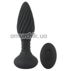 Анальная пробка с вибрацией ребристая Anos Finest Butt Plug Wear, черная - Фото №1