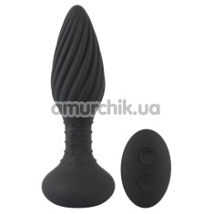Анальная пробка с вибрацией ребристая Anos Finest Butt Plug Wear, черная - Фото №1