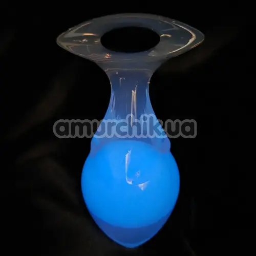 Анальная пробка Univibe Glow-In-Dark Smooth S, голубая