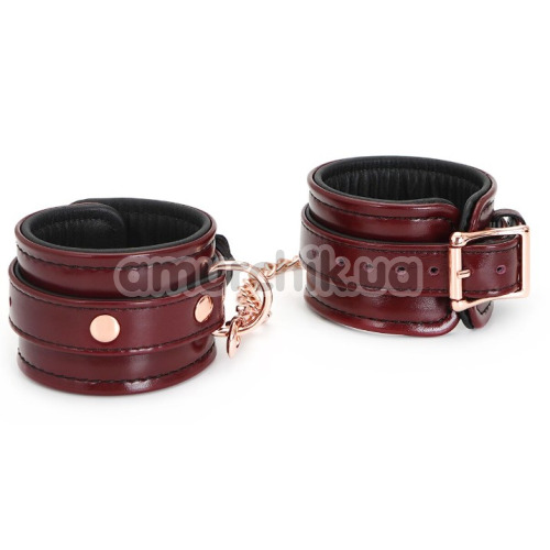 Фіксатори для рук Liebe Seele Wine Red Leather Handcuffs with Rose Gold Hardware, бордові