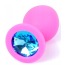 Анальная пробка с голубым кристаллом Exclusivity Jewellery Silicon Plug M, розовая - Фото №2
