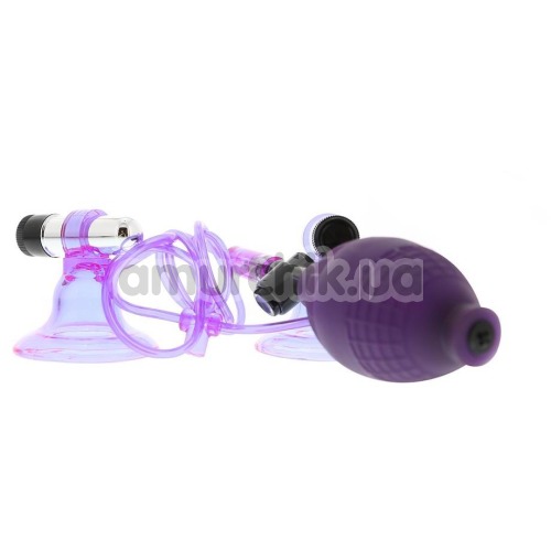Вакуумные стимуляторы для сосков с вибрацией Hi-Beam Vibrating Nipple Pumps, фиолетовые - Фото №1