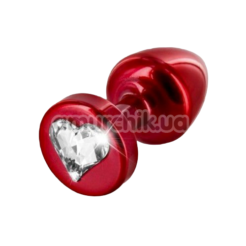 Анальная пробка с прозрачным кристаллом SWAROVSKI Anni R Heart T2, красная - Фото №1