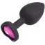 Анальна пробка з рожевим кристалом Silicone Jewelled Butt Plug Heart Small, чорна - Фото №4