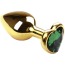 Анальная пробка с зеленым кристаллом SWAROVSKI Gold Heart Emerald, золотая