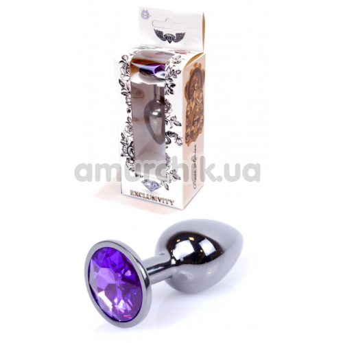 Анальна пробка з фіолетовим кристалом Exclusivity Jewellery Dark Silver Plug, срібна