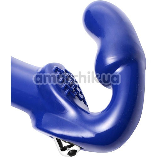 Безременевий страпон з вібрацією UStrap Revolver II Vibrating Strapless Strap On Dildo, синій