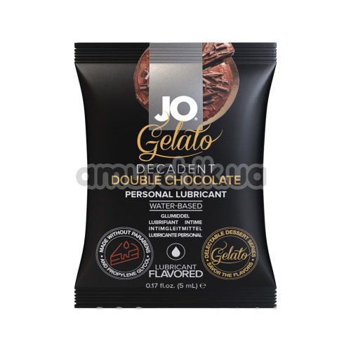 Оральный лубрикант JO Gelato Decadent Double Chocolate - двойной шоколад, 5 мл