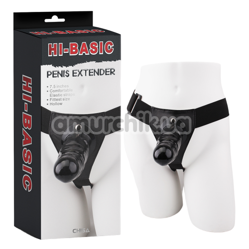 Полый страпон Hi-Basic Penis Extender 7.5, черный