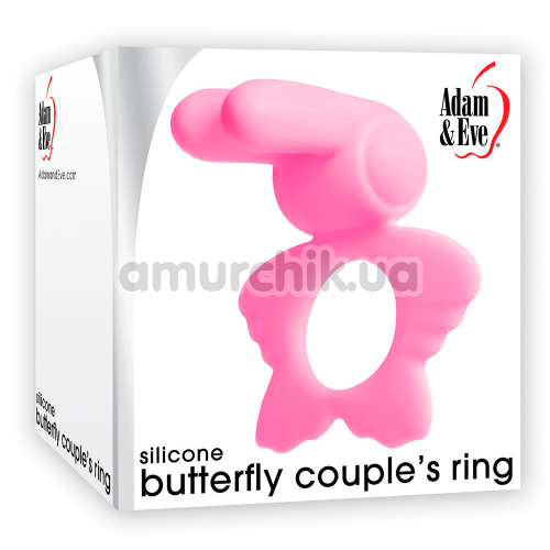 Віброкільце для члена Adam & Eve Silicone Butterfly Couple's Ring, рожеве